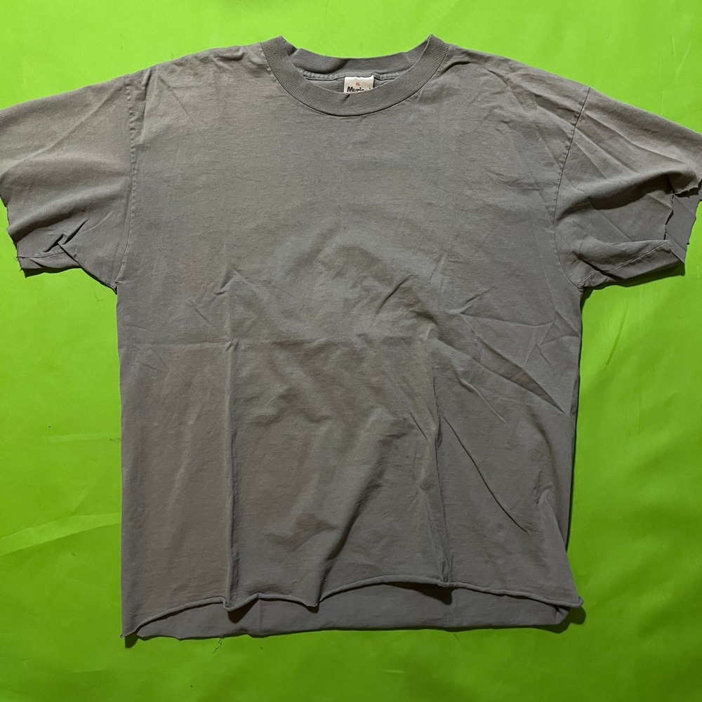 Vintage Murina Blank Shirt XL Tan Made in USA Single Stitch Raw Hem Distressed